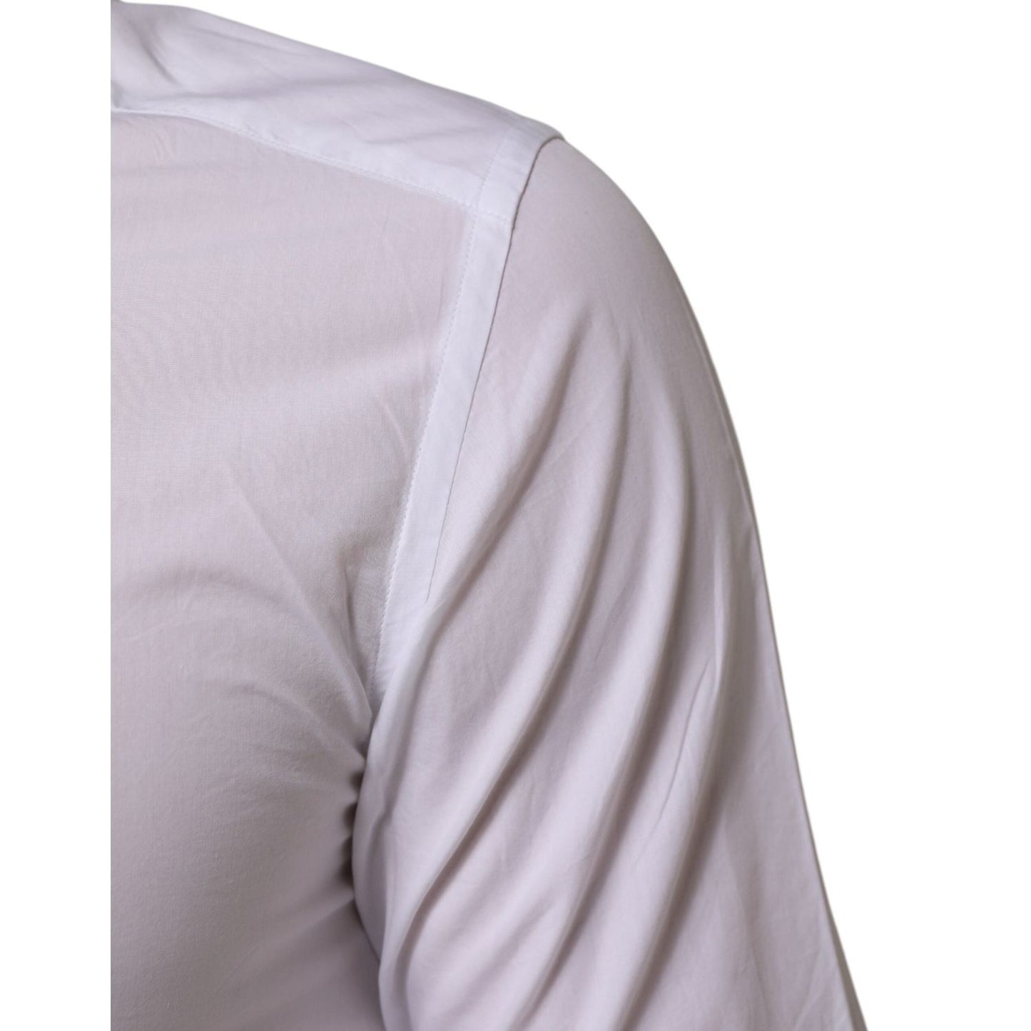 Dolce & Gabbana White Cotton GOLD Formal Men Longsleeves Shirt TSH90820-39