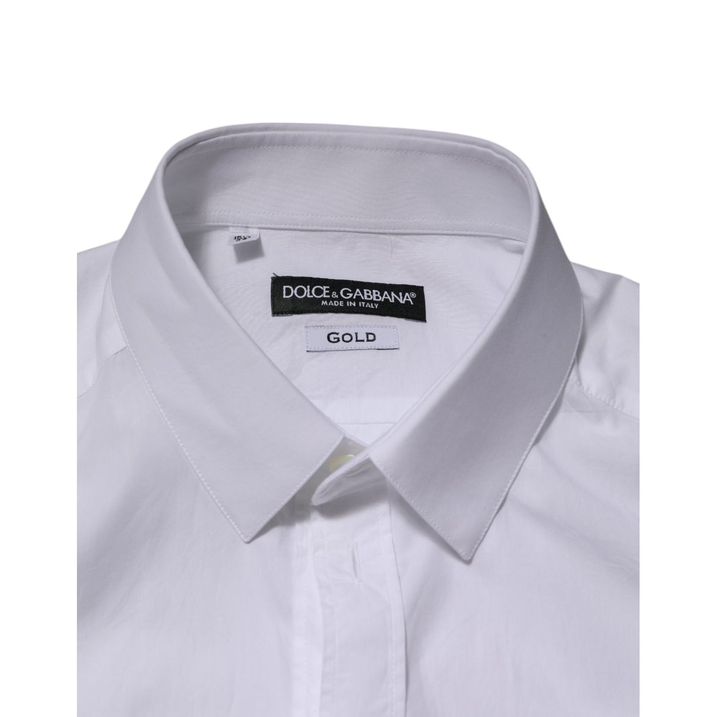 Dolce & Gabbana White Cotton GOLD Formal Men Longsleeves Shirt TSH90820-39