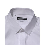 Dolce & Gabbana White Cotton GOLD Formal Men Longsleeves Shirt TSH90820-39
