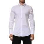 Dolce & Gabbana White Cotton GOLD Long Sleeves Formal Men Shirt TSH90814-40