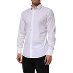Dolce & Gabbana White Cotton GOLD Long Sleeves Formal Men Shirt TSH90814-40