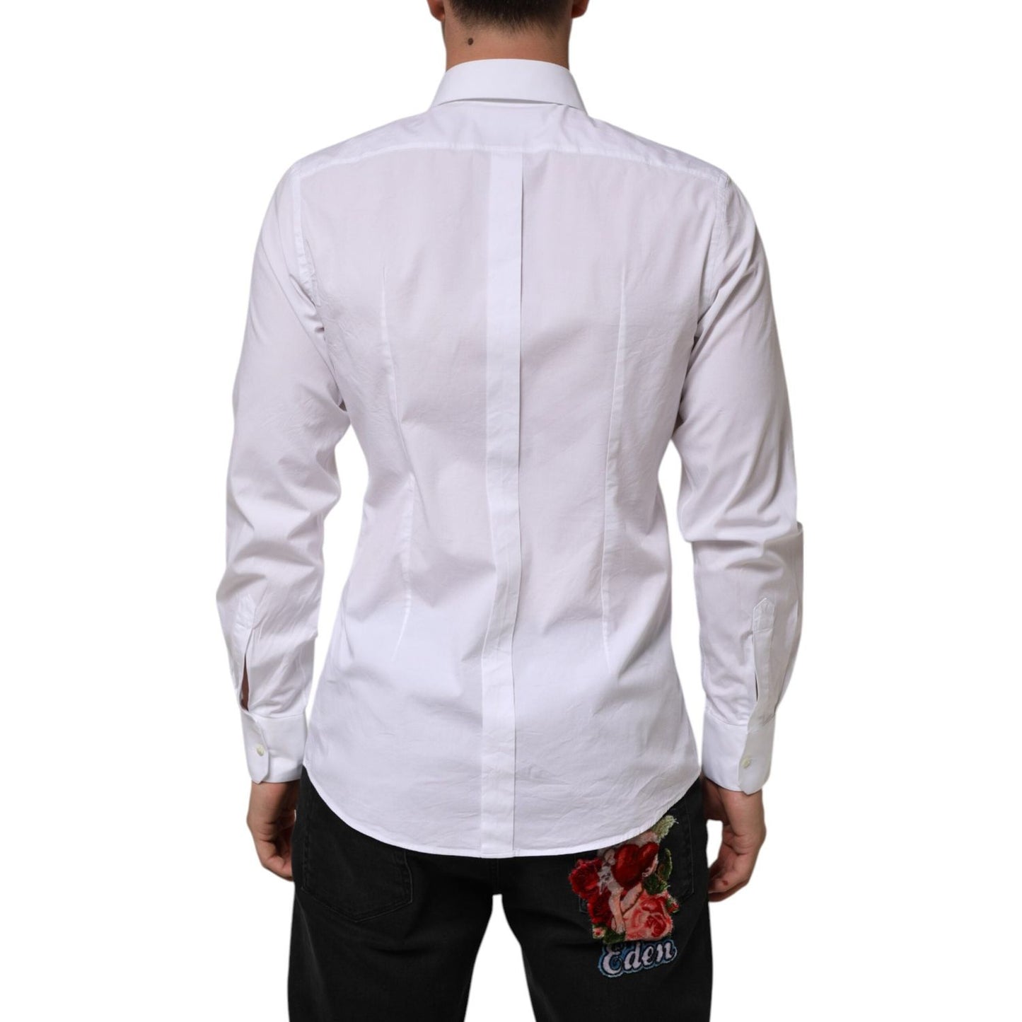 Dolce & Gabbana White Cotton GOLD Long Sleeves Formal Men Shirt TSH90814-40