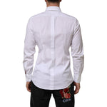 Dolce & Gabbana White Cotton GOLD Long Sleeves Formal Men Shirt TSH90814-40