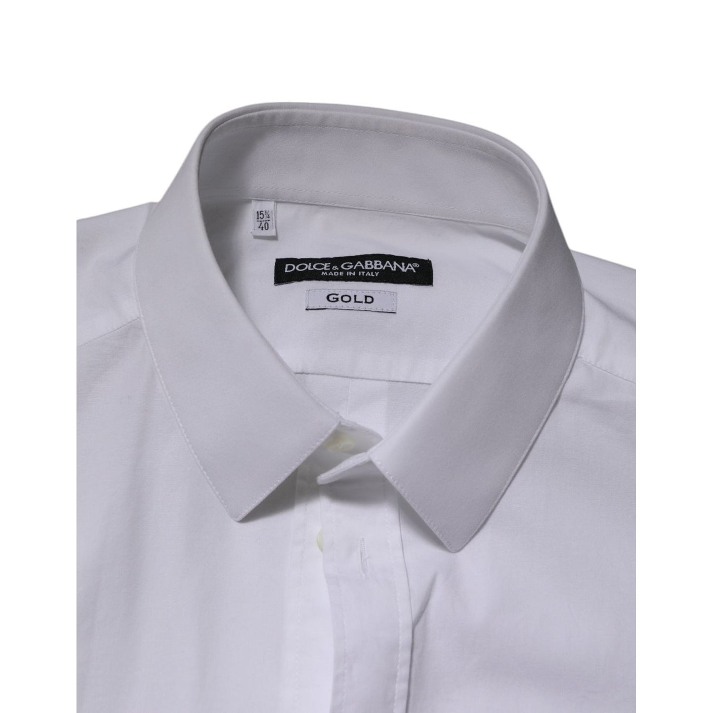 Dolce & Gabbana White Cotton GOLD Long Sleeves Formal Men Shirt TSH90814-40
