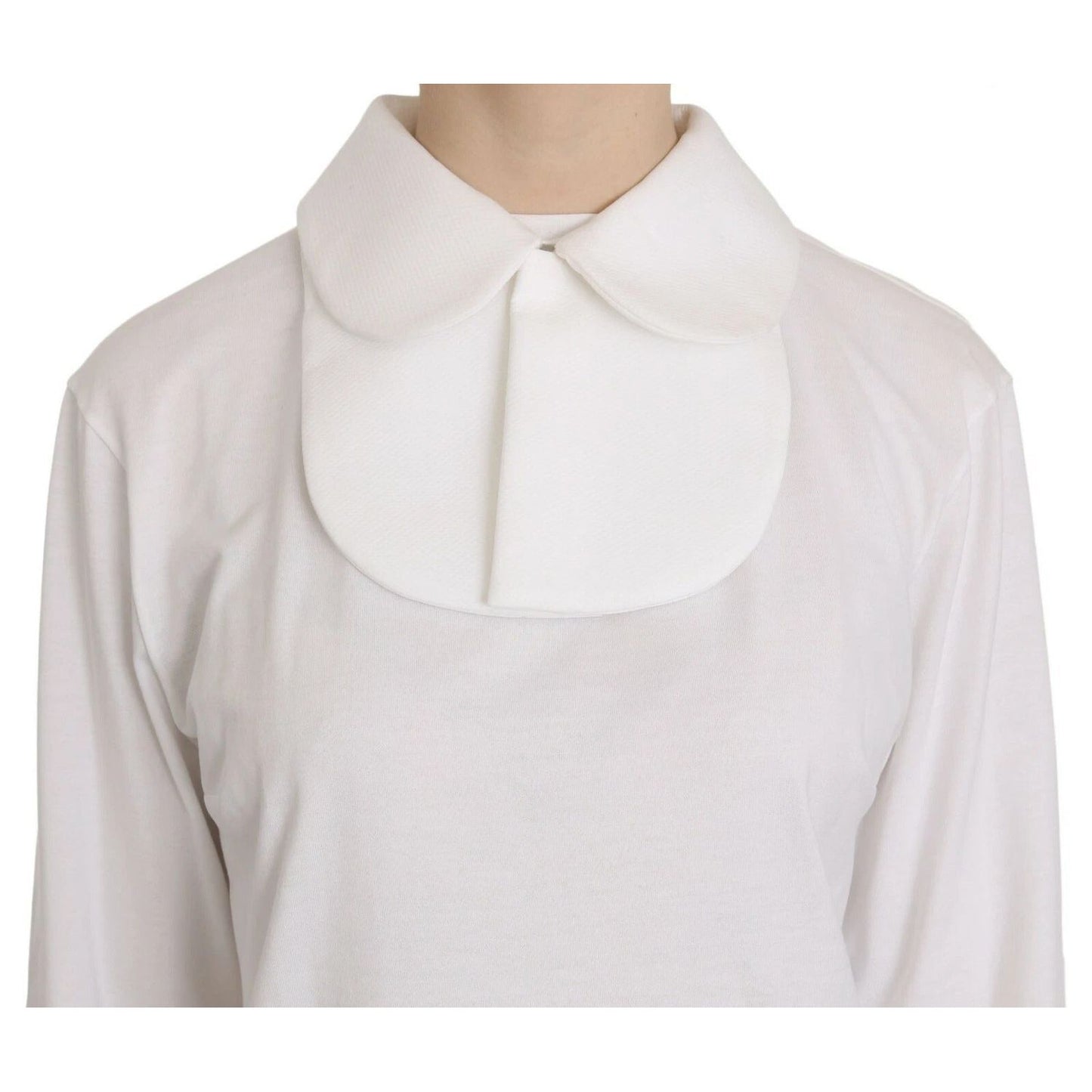Dolce & Gabbana White Cotton Longsleeve Collared Blouse TSH3657-40