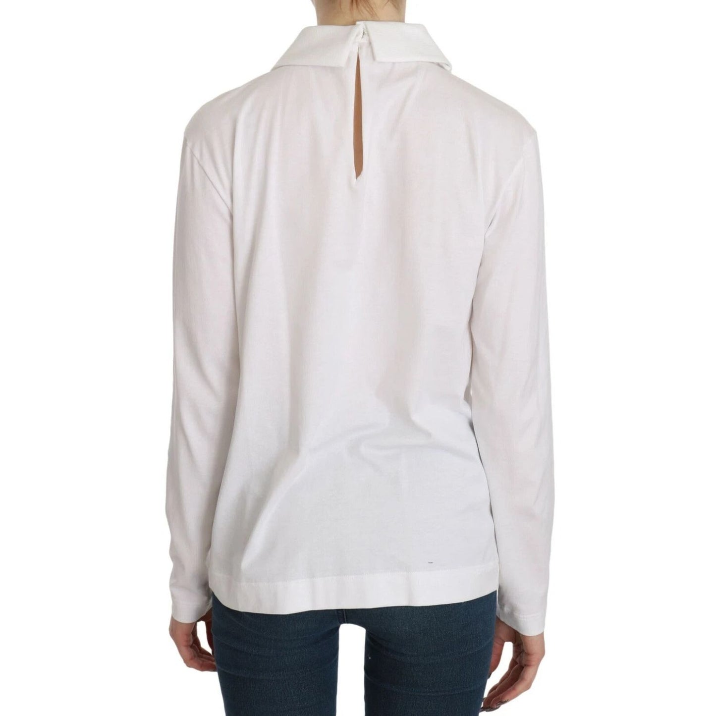 Dolce & Gabbana White Cotton Longsleeve Collared Blouse TSH3657-40