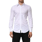 Dolce & Gabbana White Cotton MARTINI Paisley Jacquard Shirt TSH90821-37