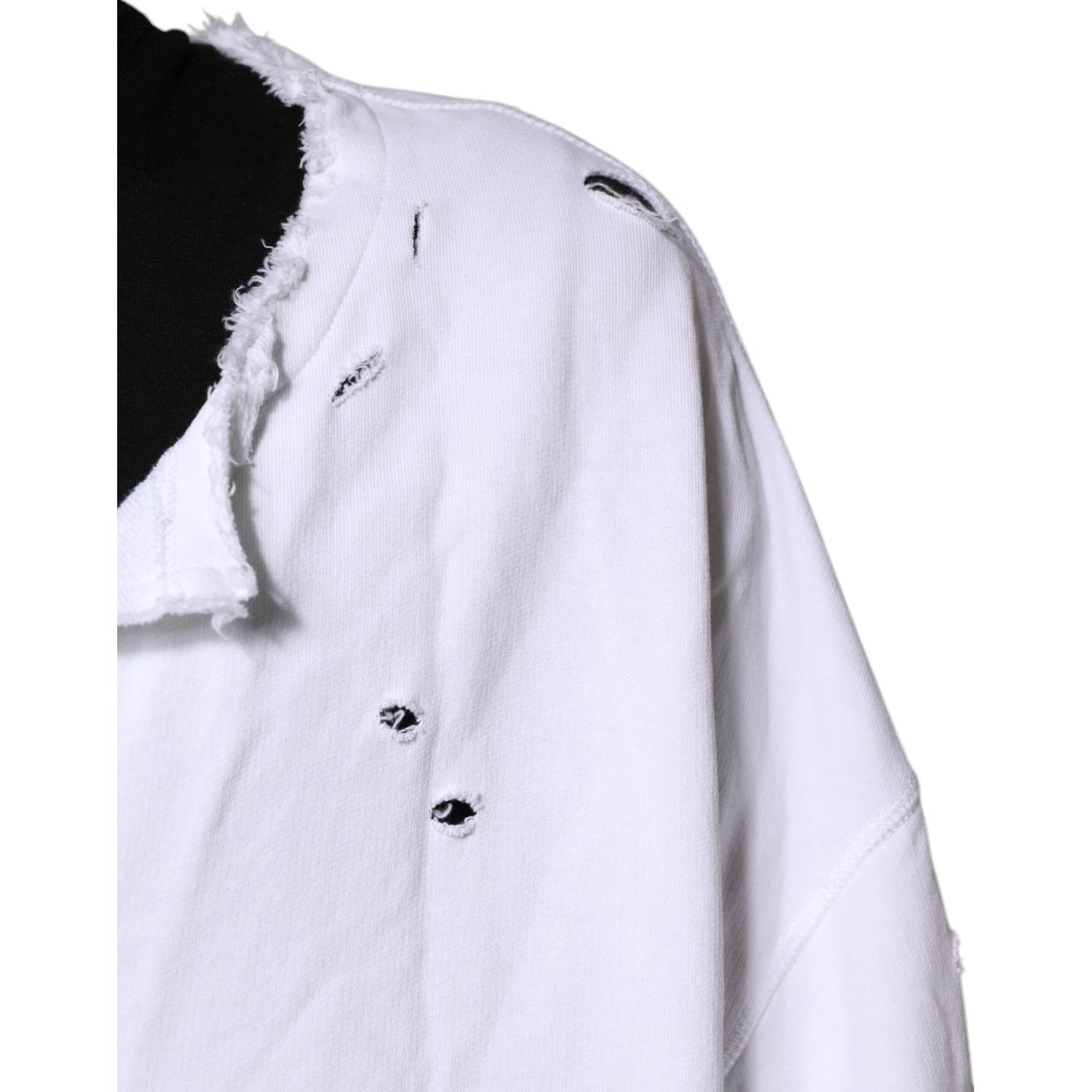 Dolce & Gabbana White Cotton Men Pullover Sweatshirt Sweater