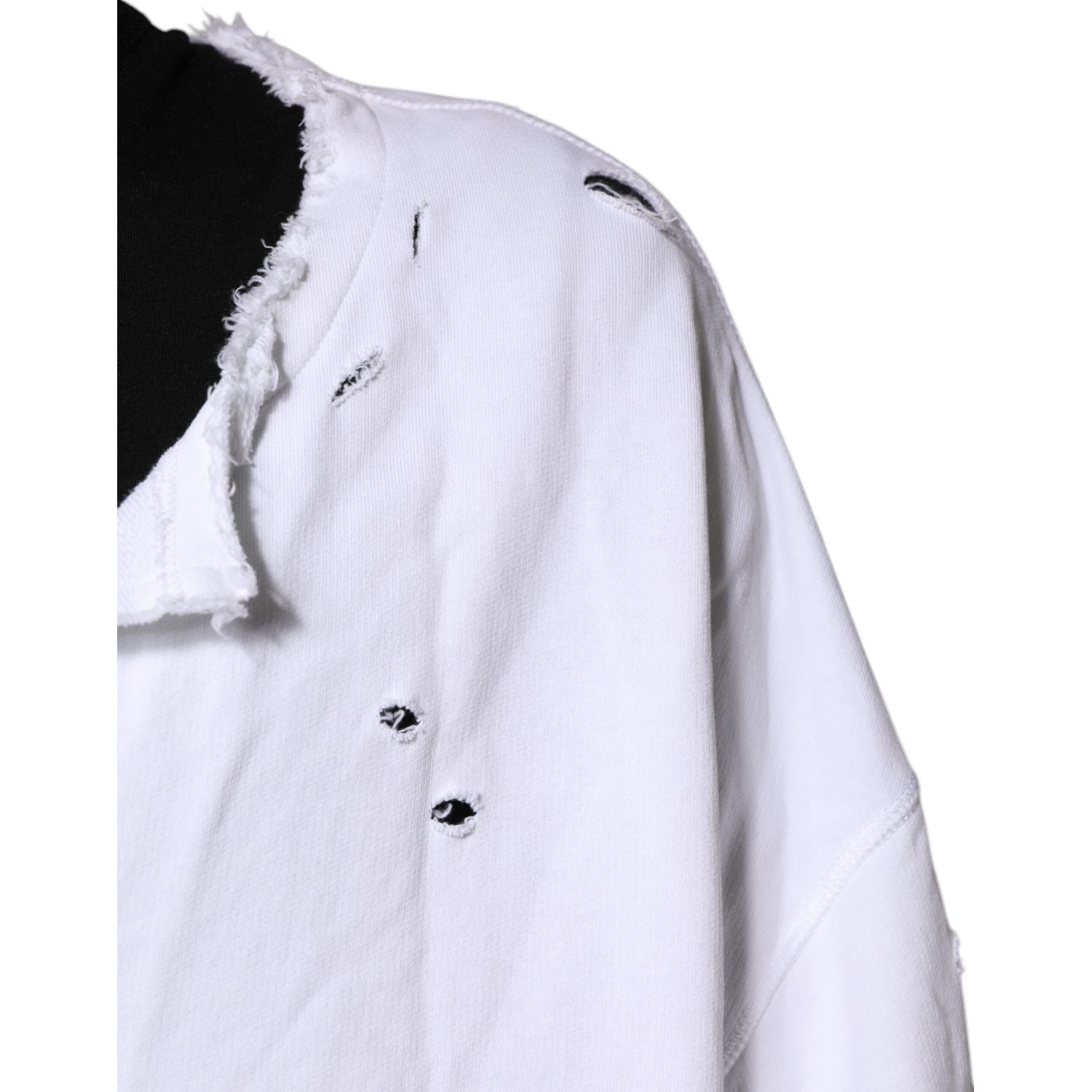 Dolce & Gabbana White Cotton Men Pullover Sweatshirt Sweater