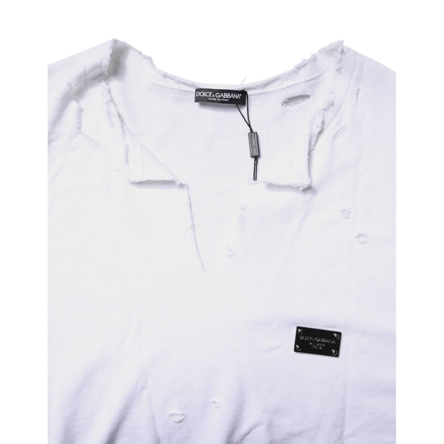 Dolce & Gabbana White Cotton Men Pullover Sweatshirt Sweater