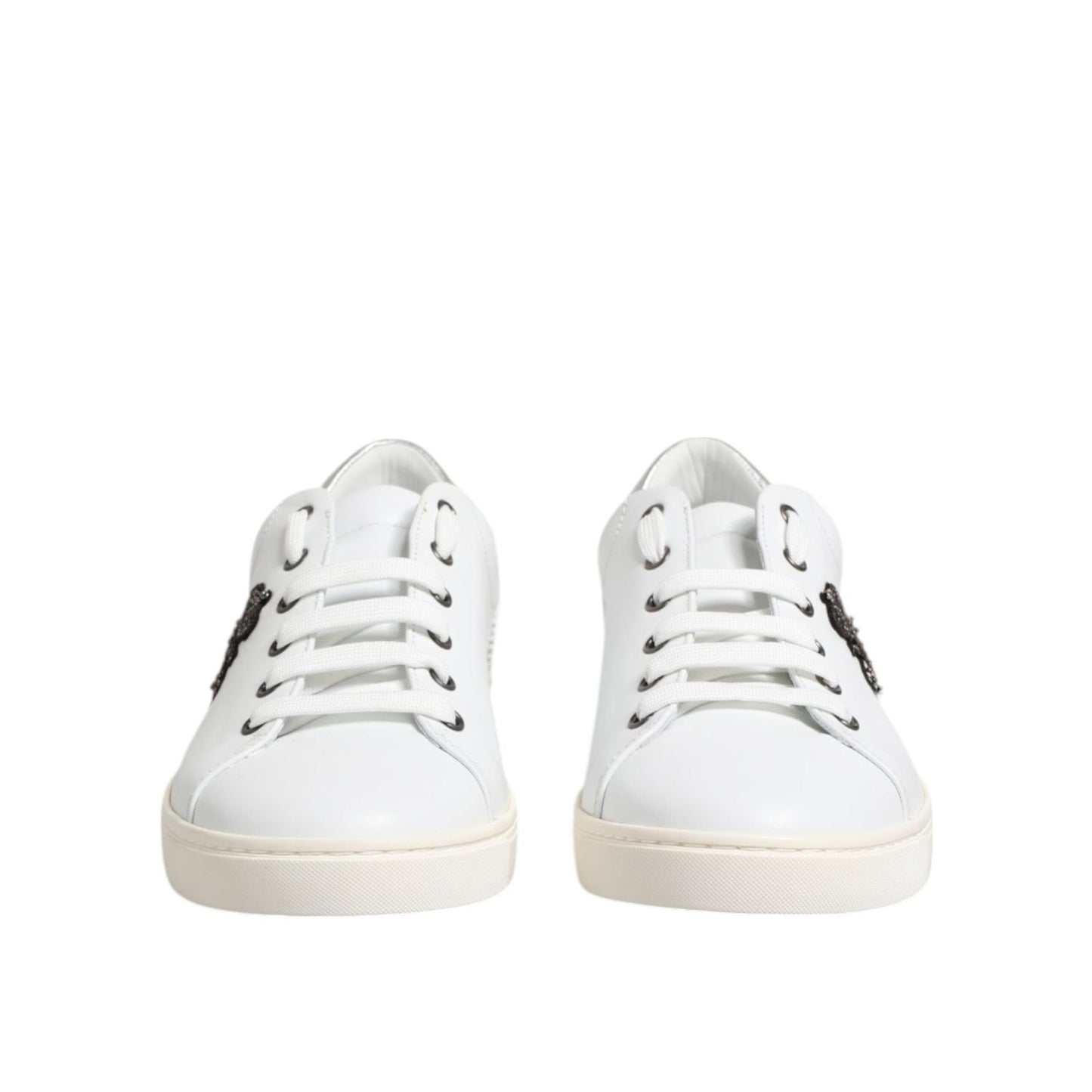 Dolce & Gabbana White Crown Bee Leather Low Top Sneakers Shoes MV7936-42