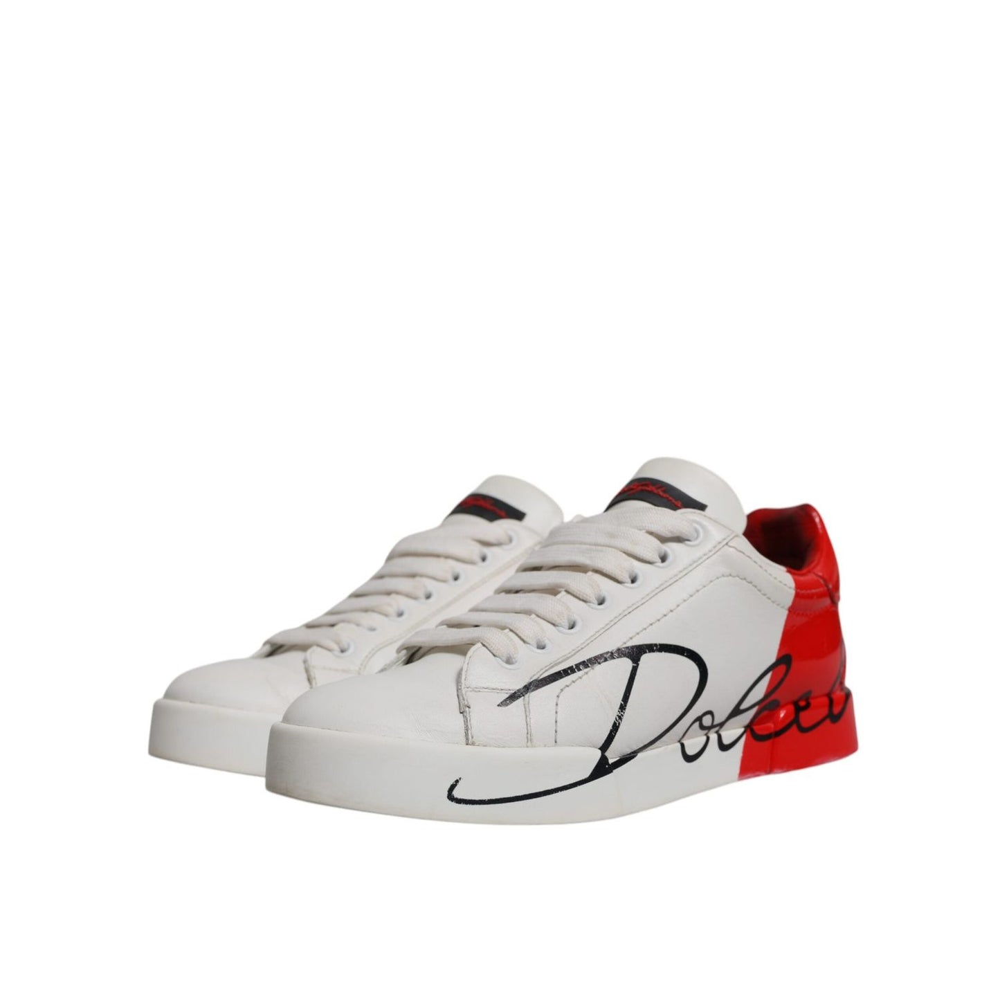 Dolce & Gabbana White Red Logo Portofino Sneakers Shoes LA12702-36.5