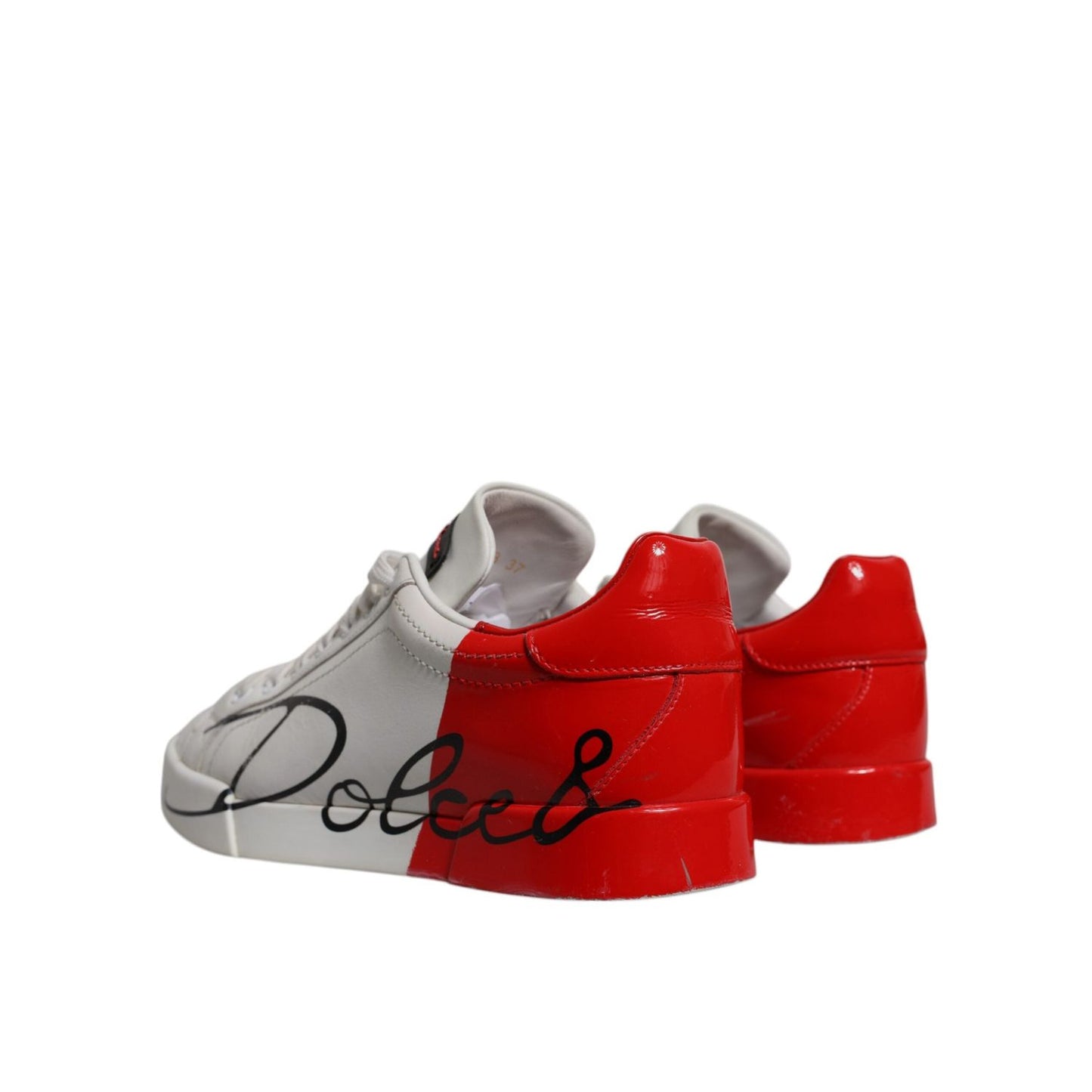 Dolce & Gabbana White Red Logo Portofino Sneakers Shoes LA12702-36.5
