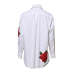 Dolce & Gabbana White Rose Embroidery Collared Shirt Top TSH90566-36
