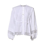 Dolce & Gabbana White Ruffled Lace Embellished Blouse Top TSH852028-38