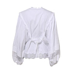 Dolce & Gabbana White Ruffled Lace Embellished Blouse Top TSH852028-38
