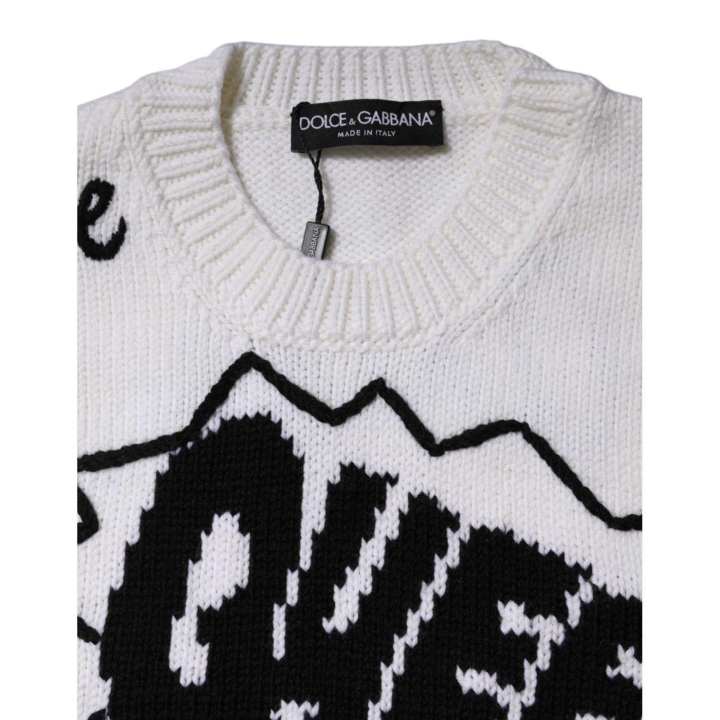Dolce & Gabbana White Wool Knit Crew Neck Pullover Sweater TSH87546-36