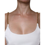 Elisabetta Franchi White Sleeveless Bodycon Sheath Mini Dress DR281372-42
