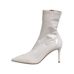 Elisabetta Franchi White Stiletto Heels Mid Calf Boots Shoes LA12619-37