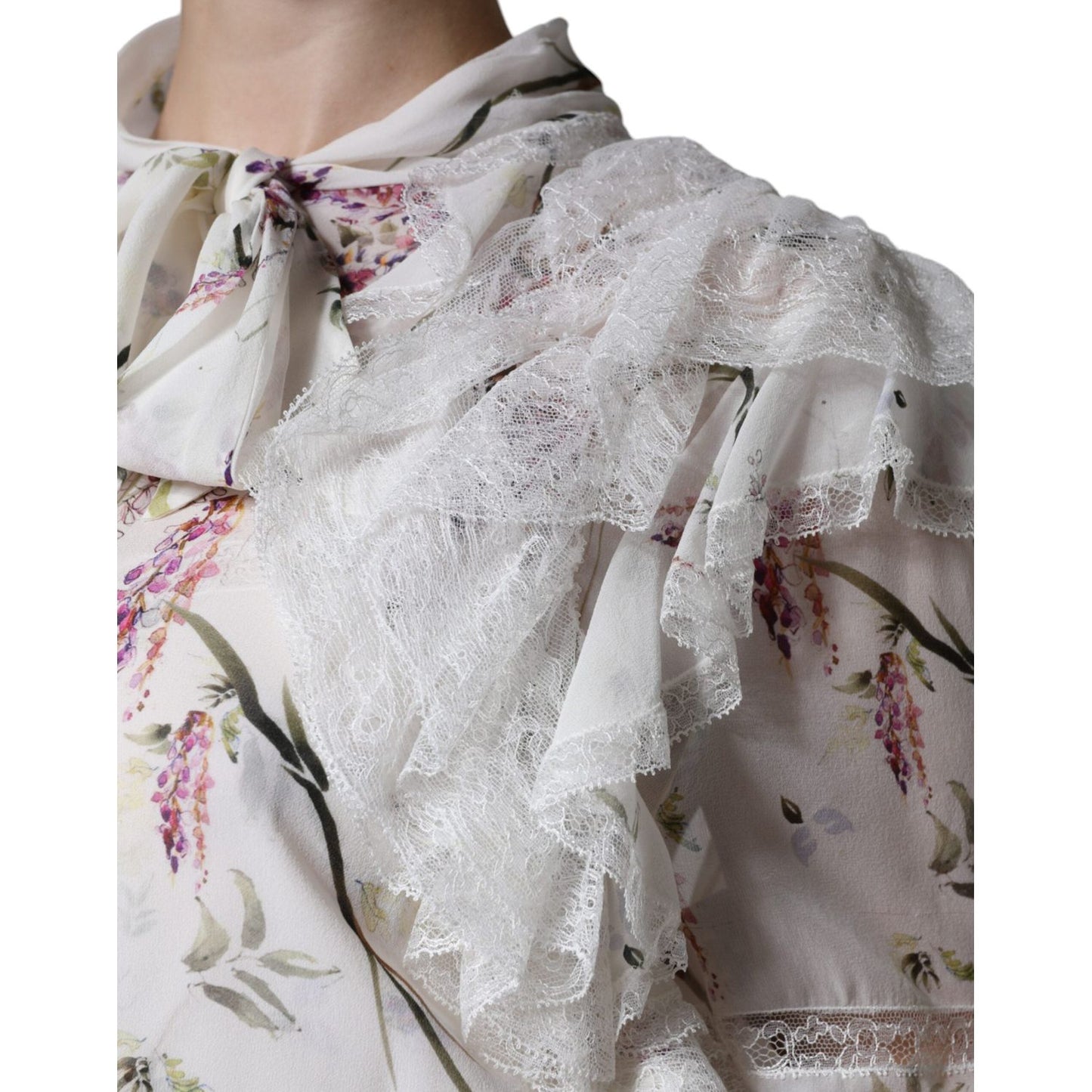 Ermanno Scervino White Floral Ruffles Lace Long Sleeves Maxi Dress DR81490-44