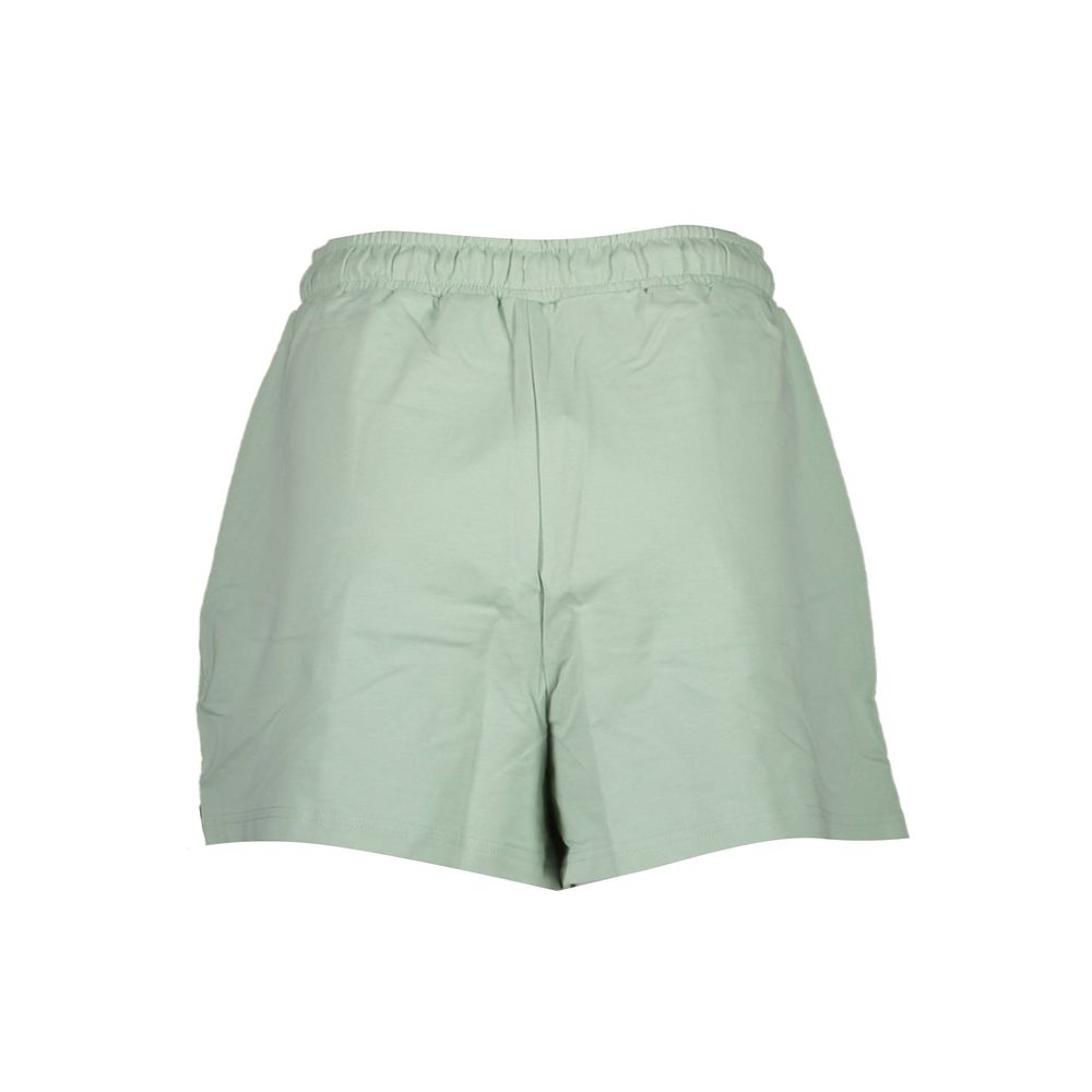 Fila Green Cotton Pant shorts with elastic waistband, laces, 2 pockets, and embroidered logo.