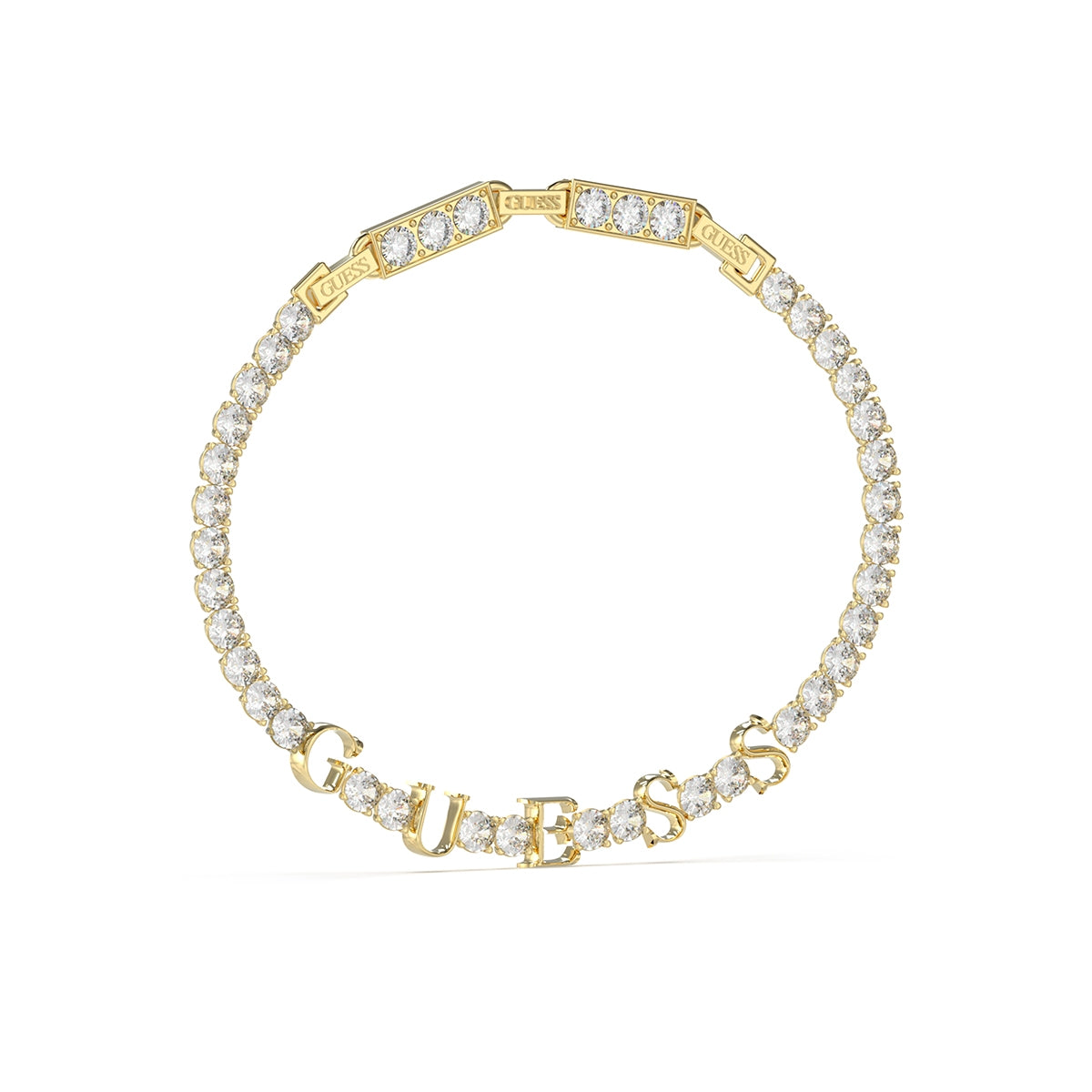 GUESS JEWELS JEWELRY Mod. JUBB04218JWYGT-U gold bracelet with crystals and GUESS lettering