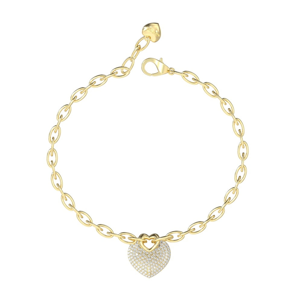 GUESS JEWELS JEWELRY Mod. JUBB05214JWYGS gold heart charm bracelet