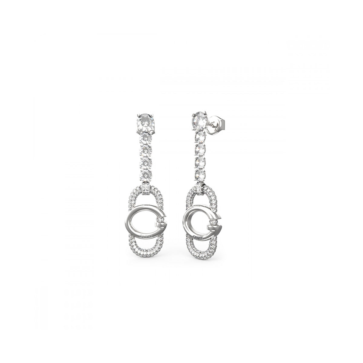 GUESS JEWELS JEWELRY Mod. JUBE04507JWRHT-U elegant drop earrings in silver with sparkling accents