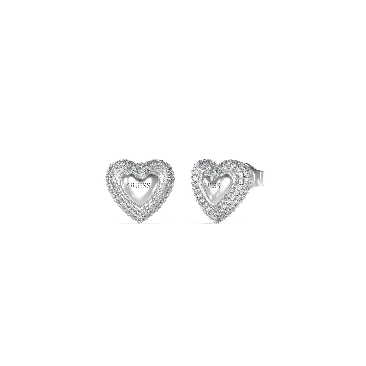 Heart-shaped earrings from GUESS JEWELS JEWELRY Mod. JUBE05020JWRHT-U with sparkling stones.