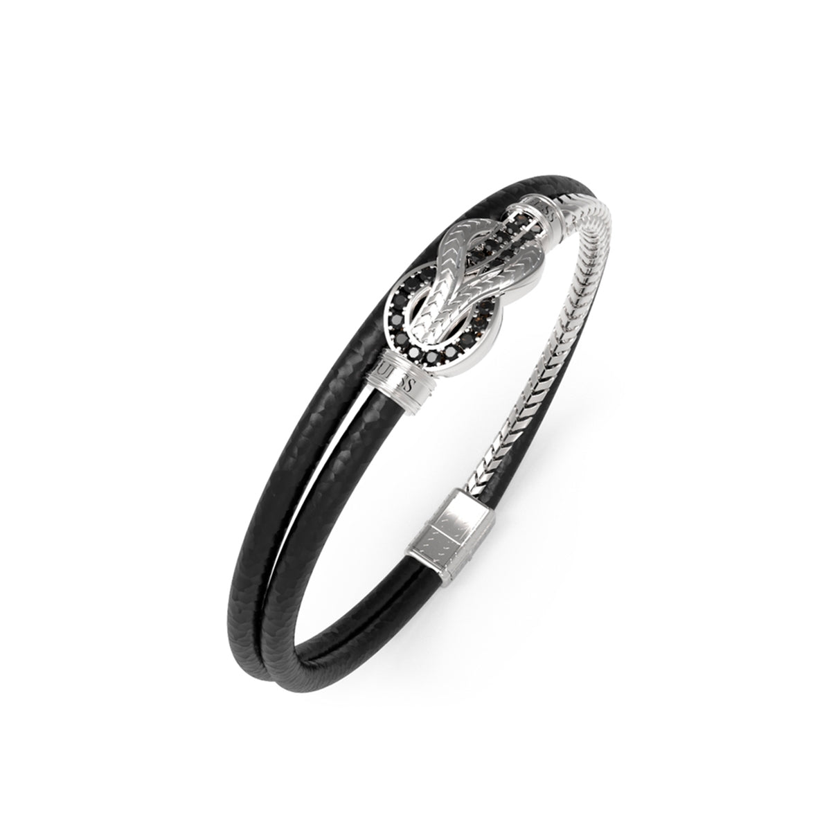 GUESS JEWELS JEWELRY Mod. JUMB05029JWSTBKS elegant black and silver bracelet