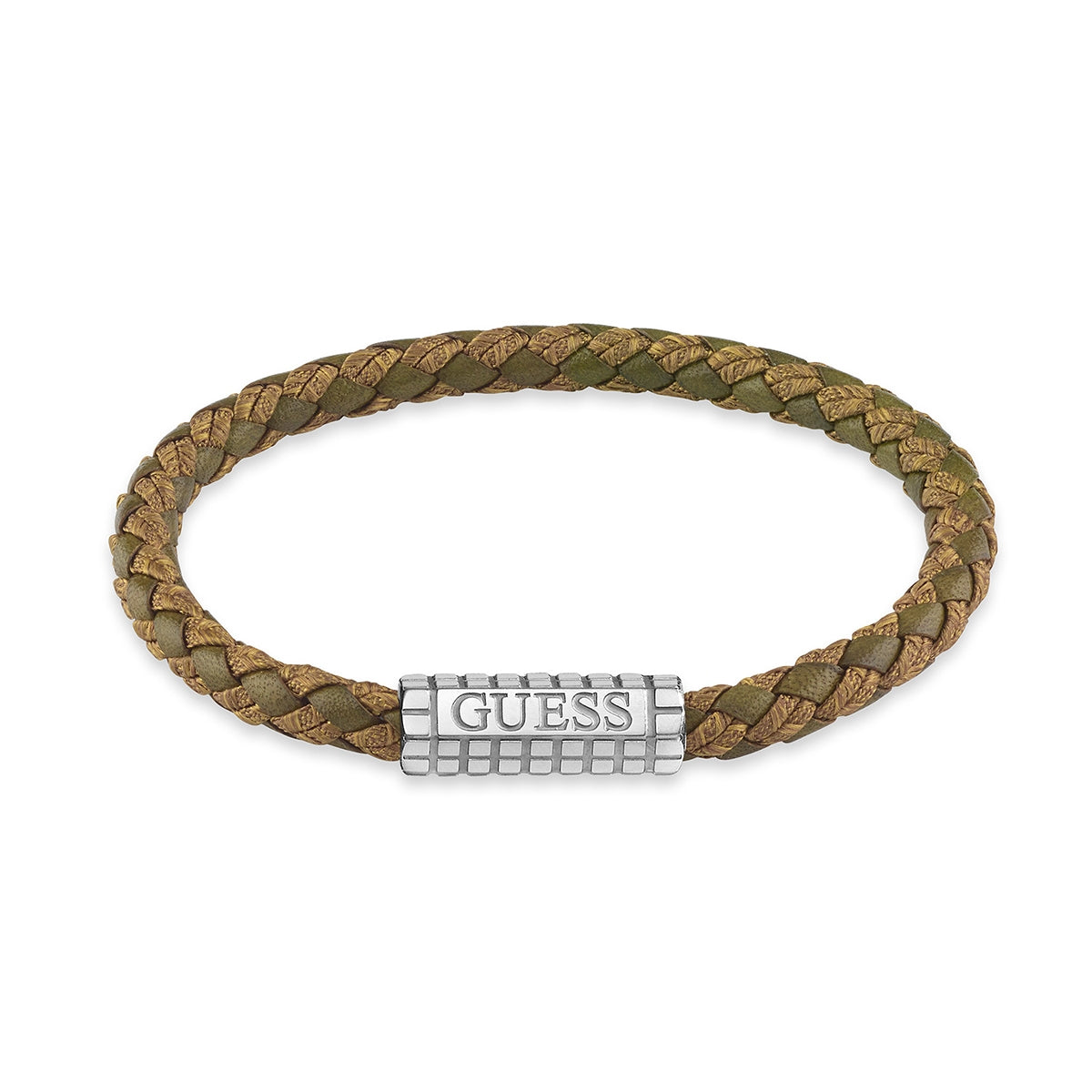 Alt Tag: GUESS JEWELS JEWELRY Mod. JUMB05036JWSTGBS bracelet with braided design and Guess logo clasp