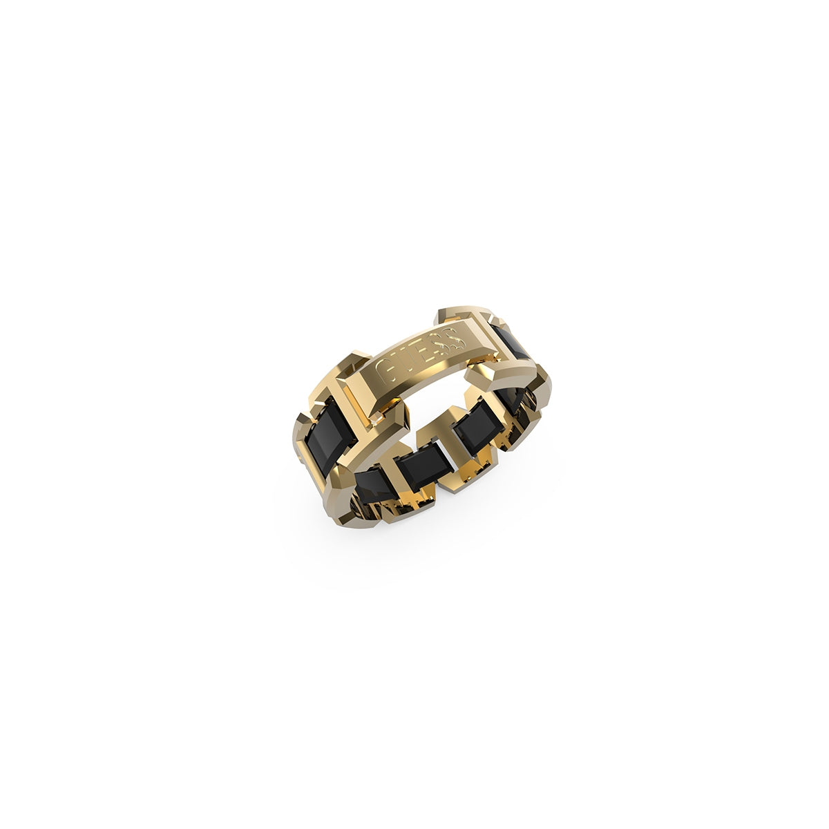 GUESS JEWELS JEWELRY Mod. JUMR04031JWYGBK66 gold and black ring
