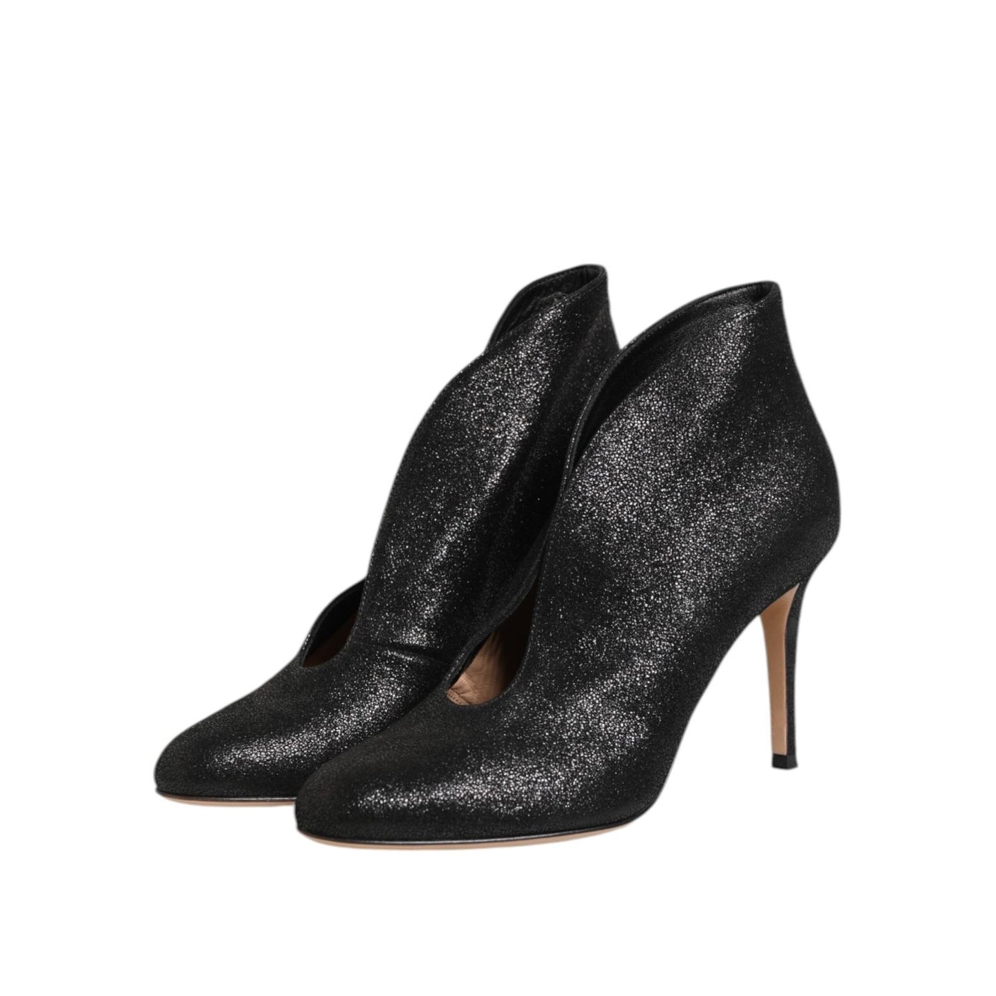 Gianvito Rossi Metallic Black Pump Stiletto Heels Shoes LA12586-39