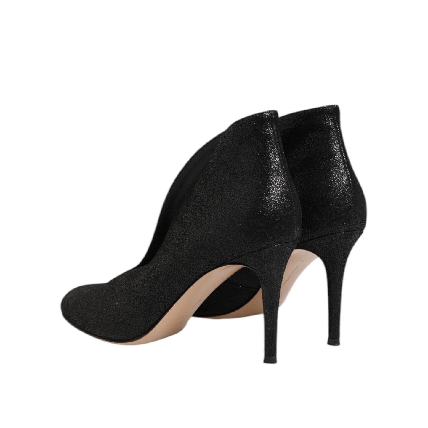 Gianvito Rossi Metallic Black Pump Stiletto Heels Shoes LA12586-39