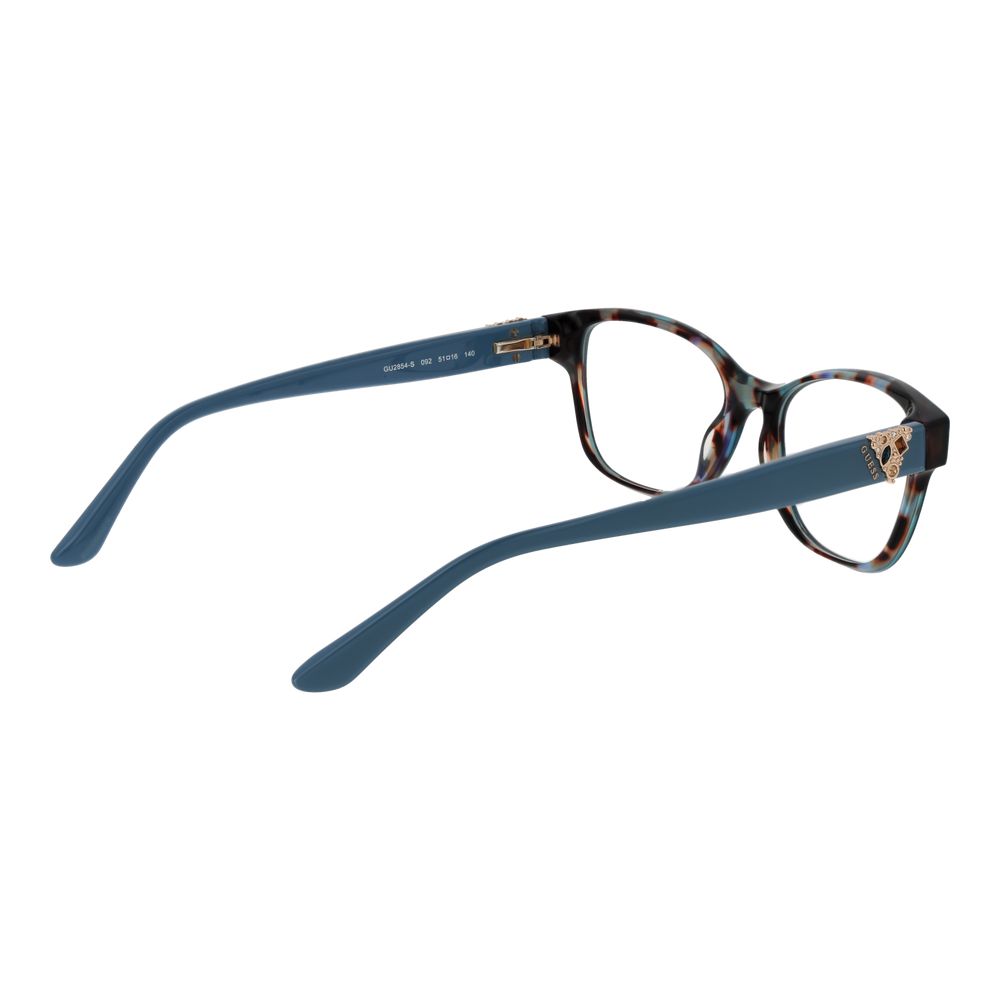 Guess Blue Acetate Glasses (Frames) with blue full-rim butterfly style for women, featuring spring hinge and plastic demo lenses.