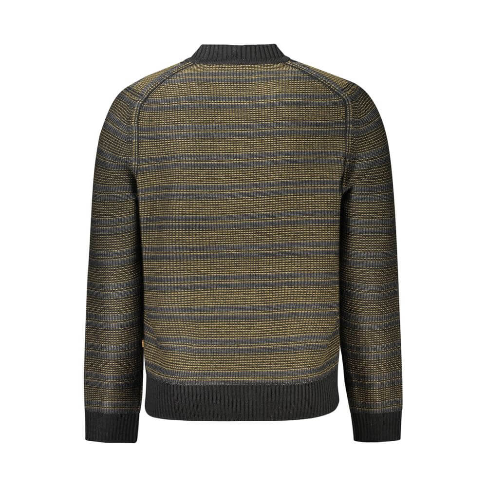 Back view of Hugo Boss Black Wool Sweater with long sleeves, crew neck, and contrasting details.