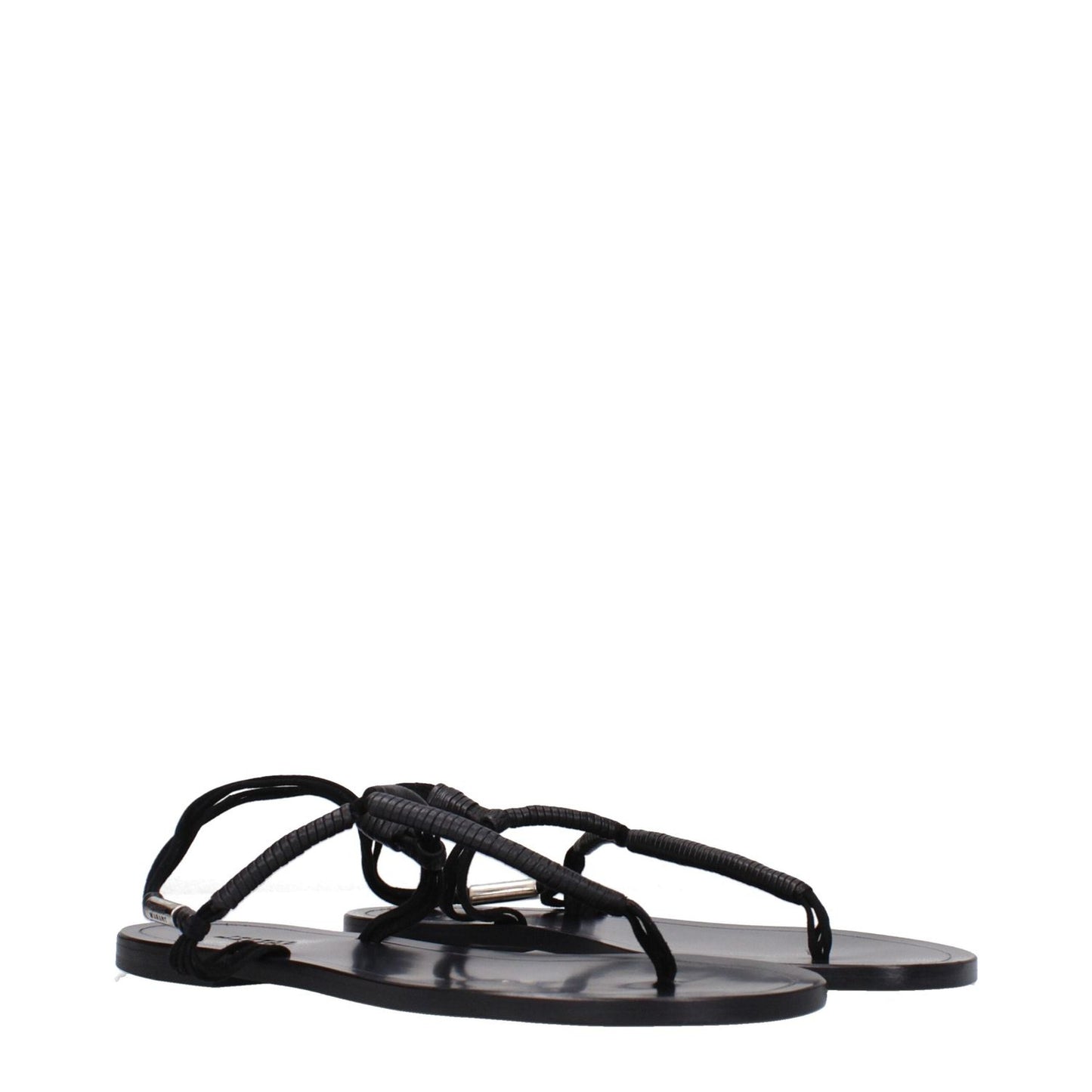 Isabel Marant Black Leather Flip-Flop Sandals IS-9288793653513-EU36/US6