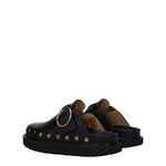 Isabel Marant Black Leather Slippers Sandals IS-8547450028297-EU36/US6