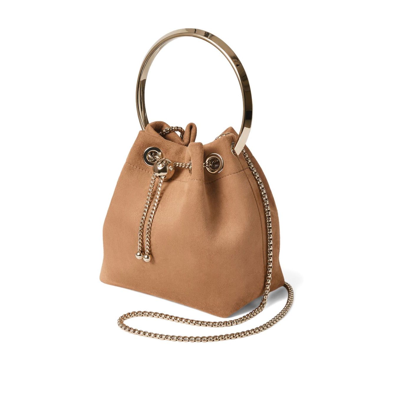 Jimmy Choo Toffee Suede Bag With Pearl Closure