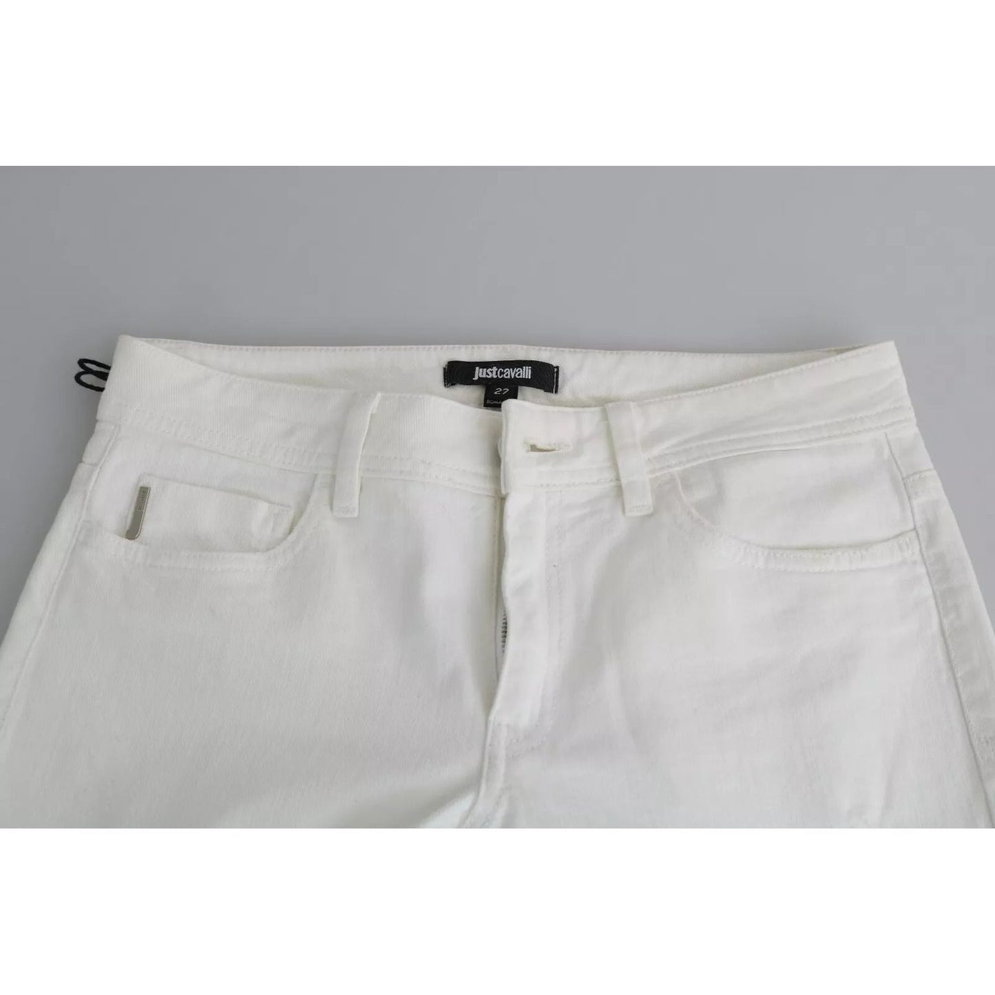 Just Cavalli White Cotton Slim Fit Mid Waist Skinny Trouser Jeans PAN71316-27