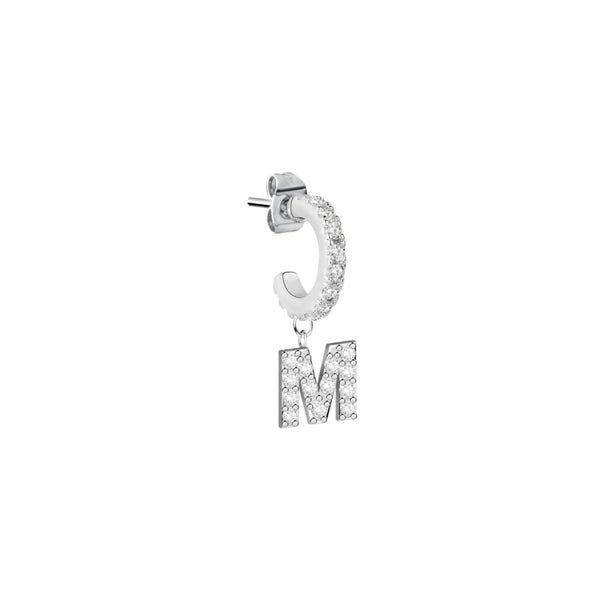 LA PETITE STORY JEWELRY Mod. LPS02ARQ65 silver earring with letter M charm and crystals