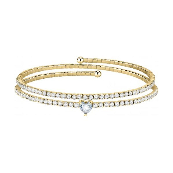 Elegant bracelet from LA PETITE STORY JEWELRY Mod. LPS05ASD24, featuring sparkling stones and a heart design on a gold band.