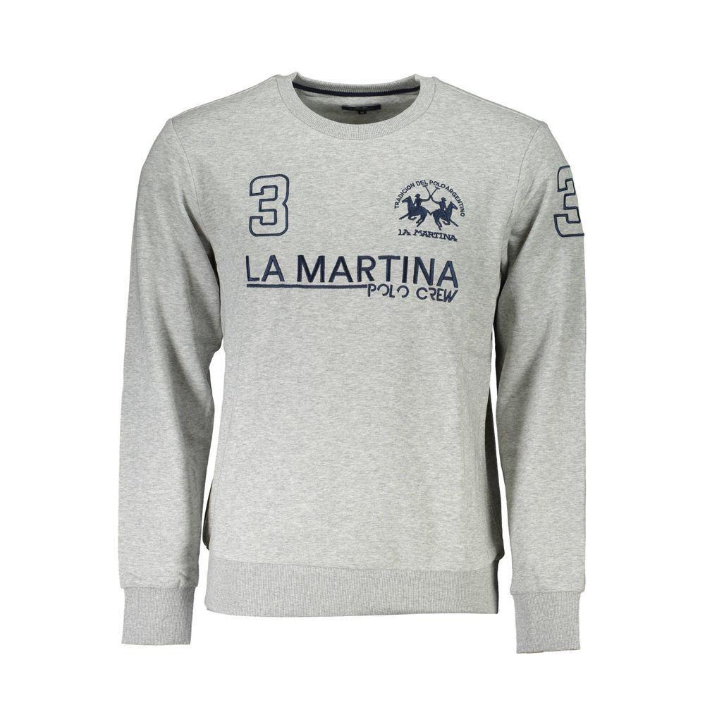 La Martina Gray Cotton Sweater LA-21503-M