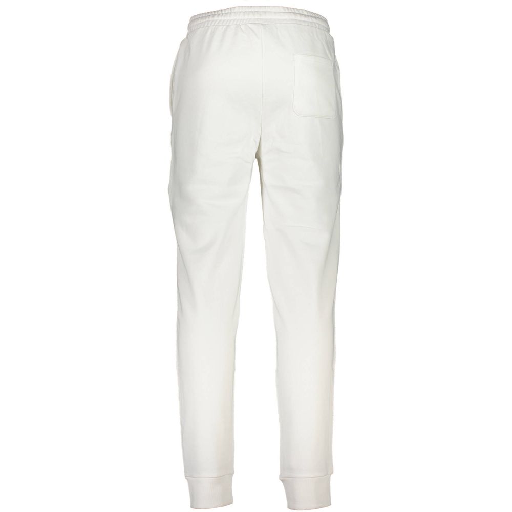 Back view of La Martina White Cotton Pant with elastic waist, ankle cuffs, and logo embroidery.