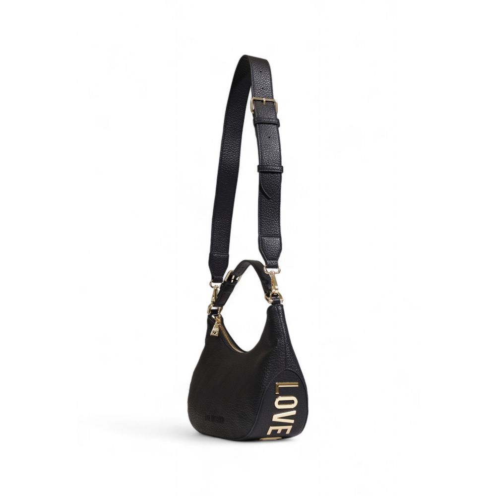 Alt Tag: Love Moschino Bicolor Polyethylene Handbag - Women's Spring/Summer Collection, Black with Gold Accents, 100% Polyurethane