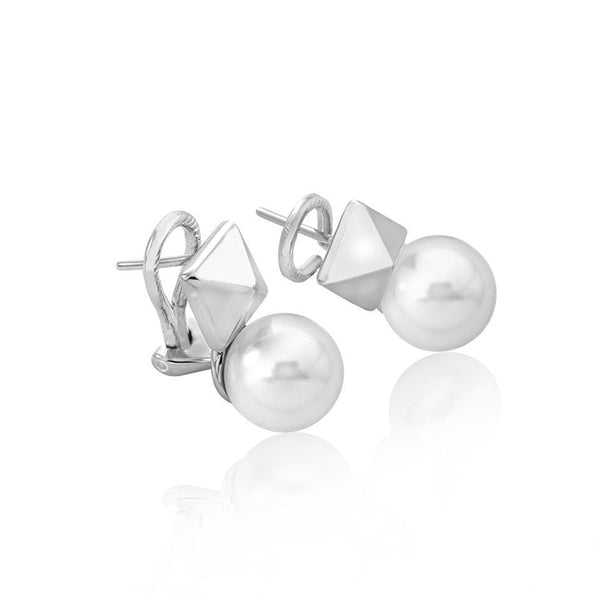 Elegant MAJORICA JEWELRY Mod. 15321.01.2.000.010.1 pearl and silver earrings, stylish fashion accessory