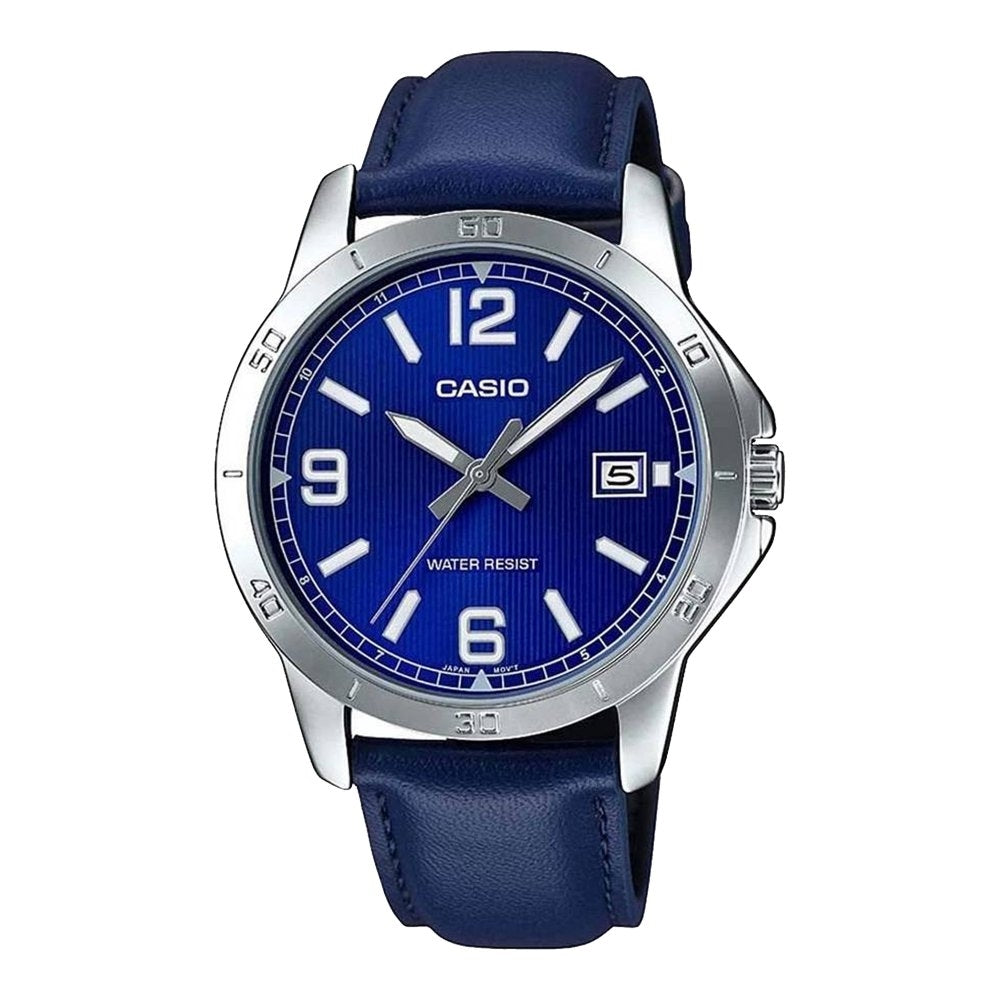 CASIO COLLECTION Mod. CASUAL DATE. LEATHER - BLUE MTP-V004L-2BUDF