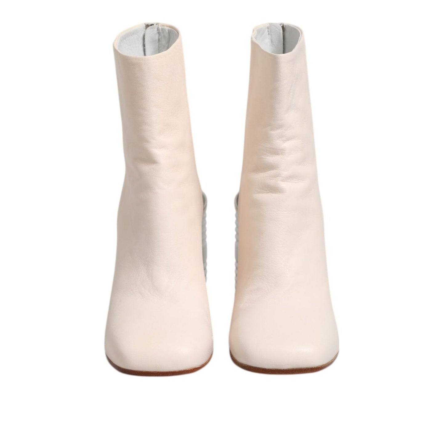 Maison Margiela White Calf Leather Can Heel Boots Shoes LA12578-40