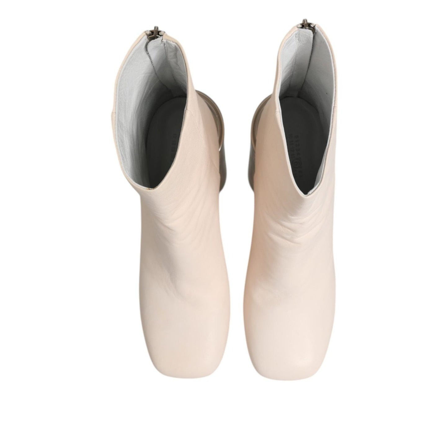 Maison Margiela White Calf Leather Can Heel Boots Shoes LA12578-40