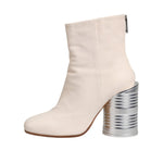 Maison Margiela White Calf Leather Can Heel Boots Shoes LA12578-40
